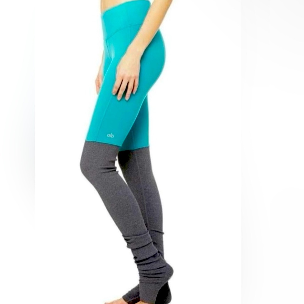 NWT ALO yoga Goddess Ribbed Legging/ Aqua storming Heather